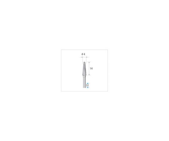 ナカニシ 超硬カッター　テーパー先丸（ダブルカット）　刃径4mm　刃長14mm 23412 1本