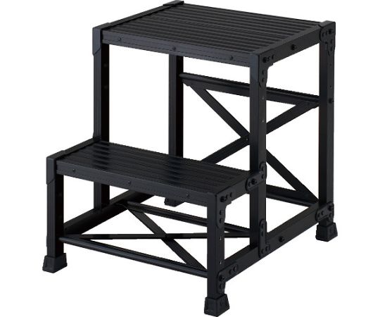 店内全品ポイント5倍★要エントリー★トラスコ中山 作業用踏台 アルミ製・高強度タイプ 2段 ブラック TSF-256-BK 1台|Shop de clinic店