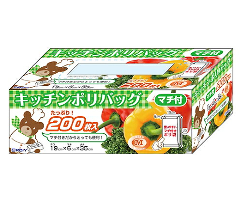 オルディ キッチンポリバックマチ付Ｍ　半透明　１ケース（２００枚×３０パック） CB-BM-200 1箱(200枚×30パック入)