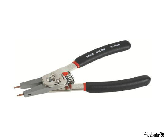 バーコ 穴・軸兼用スナップリングプライヤー 全長200mm 穴用適合リング10-51mm 軸用適合リング7-51mm 2928-200 1丁