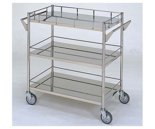 柏ステンレス工業 ステンレスワゴン 回診車L (枠付) 3段 750×450×800mm ｽﾃﾝﾚｽﾜｺﾞﾝMB-3ZG-L 1個