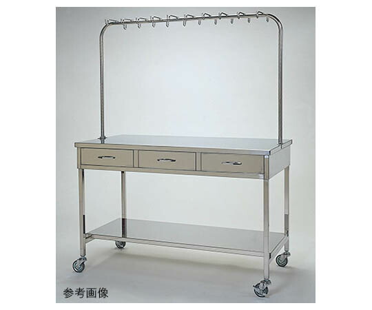 柏ステンレス工業 点滴処置台 引出2個付 900×600×800(1600)mm ﾃﾝﾃｷｼｮﾁﾀﾞｲMD-T9 1個