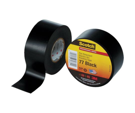 スリーエム ビニール磁気テープ スコッチウイスキー 耐炎・耐円弧磁気テープ77 38mm×6m 黒 77 1-1/2 1巻