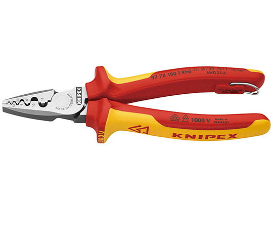 店内全品ポイント5倍★要エントリー★KNIPEX 絶縁圧着ペンチ　落下防止（BK） 9778-180TBK 1本｜Shop de clinic店
