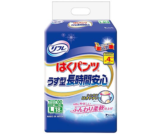 店内全品ポイント5倍★要エントリー★リブドゥコーポレーション リフレ　はくパンツ　うす型長時間安心　L　18枚&times;6袋 18342 1ケース(18枚&times;6袋入)｜Shop de clinic店