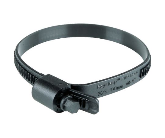HCL　Fasteners 樹脂製ホースバンド　Ezyclamp　締付径25.0～100.0mm　対辺8.0mm　ナイロン66 PWD-13-100-SC-PA66-BK 1袋(100本入)