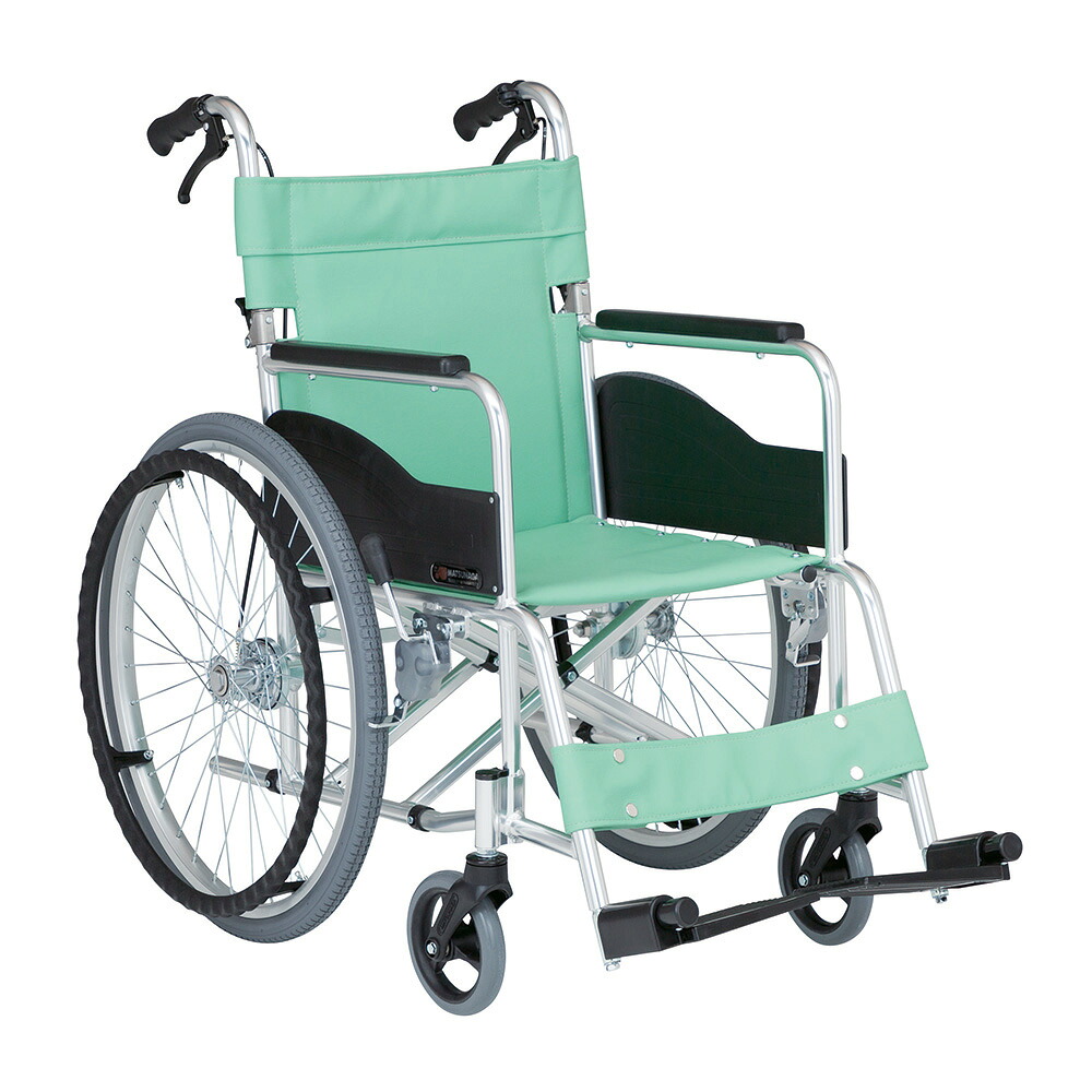 【非課税】 松永製作所（車椅子・介護用品） アルミ製スタンダード車椅子　抗菌シート仕様　ハイブリッドタイヤ仕様 AR-201B HB-AB 1台