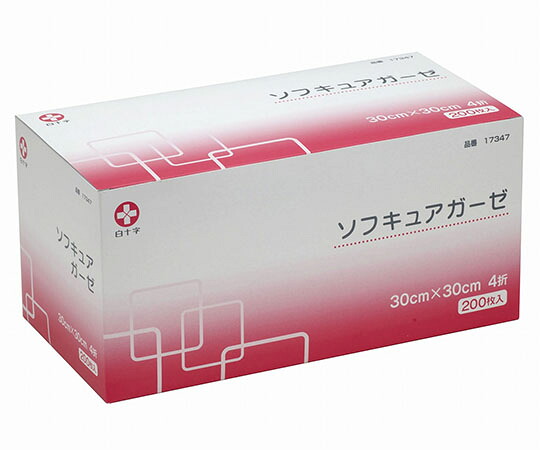 店内全品ポイント5倍★要エントリー★白十字 ソフキュアガーゼ 30cm×30cm 4折 200枚入×20箱 17347 1ケース(200枚×20箱入)|Shop de clinic店