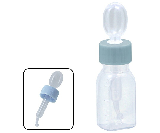 金鵄製作所 小判型投薬瓶 30mL スポイト付キャップ（スカイブルー：水） 200本入 22000-002 1箱(200本入)