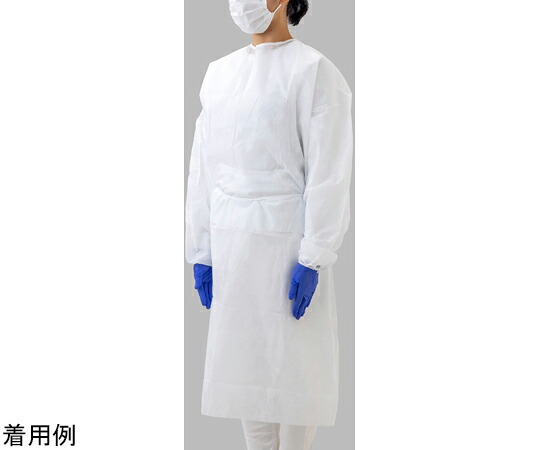 セーフラン安全用品 アイソレーションガウン（紐タイプ） フリーサイズ 白 50着 J2491-WH 1箱(50着入)