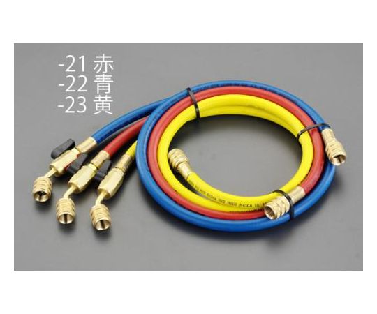 エスコ ボールバルブ付チャージングホース(青) 100cm/R32R410A EA104TF-22 1本