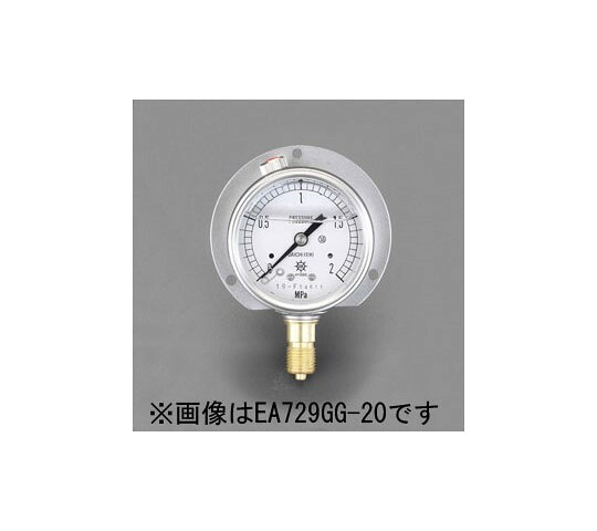 エスコ 圧力計(グリセリン入) 60mm/0-0.6MPa つば付 EA729GG-6 1個