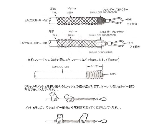 エスコ 4.8-6.0粍有線テレビ手持ち部分 EA626GF-6 1本