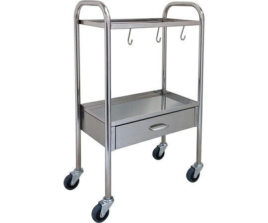 スギモト産業 ステンレス麻酔カート（天板四方立ち上がり・2段）引出付き W550×D325×H900mm 完成品 OC-43 1台