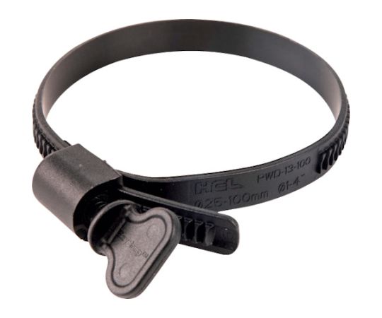 店内全品ポイント5倍★要エントリー★HCL Fasteners 樹脂製ホースバンド Ezyclamp 手締めタイプ 締付径25.0~100.0mm ナイロン12 PWD-13-100-WG-PA12-BK 1袋(100本入)|Shop de clinic店