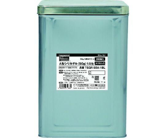 トラスコ中山 A型シリカゲル 吸湿・使い捨て型 コバルトレス50g 200個入 1斗缶 TSGR-50A-18L 1缶(200個入)