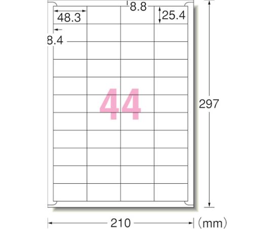 エーワン（A-ONE） エーワン?　ラベルシール（プリンタ兼用）再生紙　44面　四辺余白付　100枚 31350 1パック(100枚入)