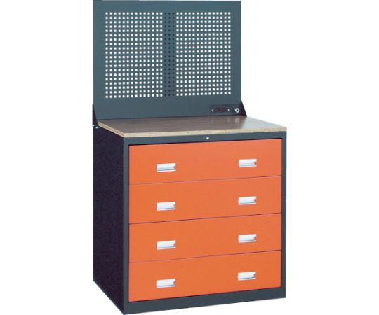 トラスコ中山 TWK型3鍵を掛ける収納家具 900X650 4段 パンチングパネル付 黒 TWK-904WP 1台