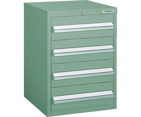 トラスコ中山 LVR型収納家具 392X412XH540 抽き出し4段 緑 LVR-542 GN 1台