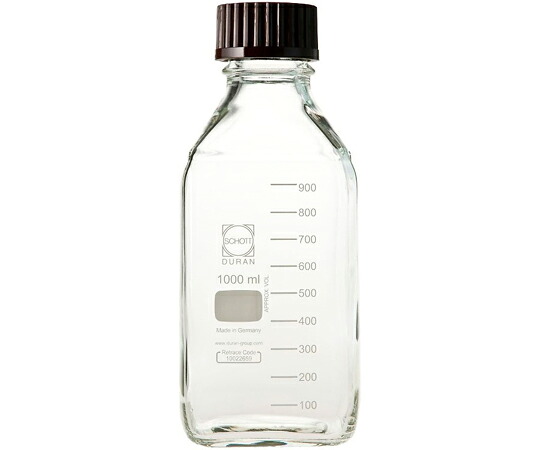 DWK Life Sciences ねじ口瓶角型 デュラン（R）赤旗がしら付 1000mL 10本  1入れもの(10本入)