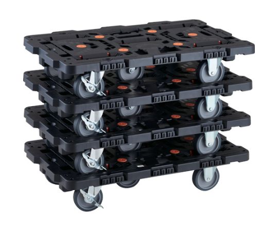 トラスコ中山 まとめ買い 連結式樹脂製平台車 ビートル 700X450 自在3輪 内2輪ストッパー付 4台セット BT700J3S2-E100-M4 1セット(4台入)