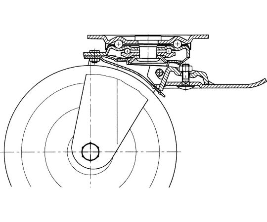 アズワン キャスター（自在金具・前輪ブレーキ付）　250mm EA986HC-250 1個