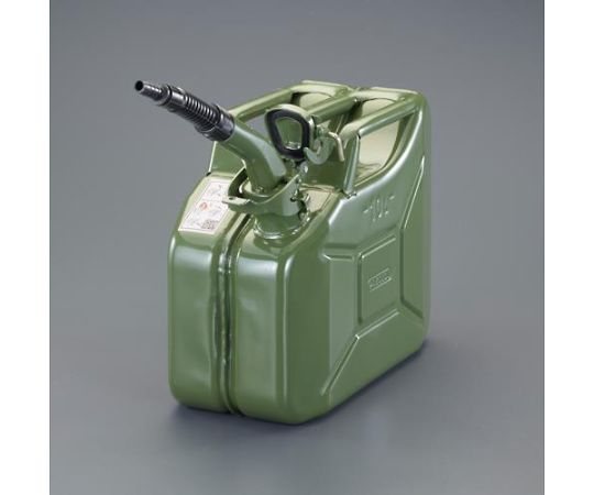 アズワン ガソリン携行缶（横型・フレキノズル付/OD色） 10L EA991HB-29A 1セット