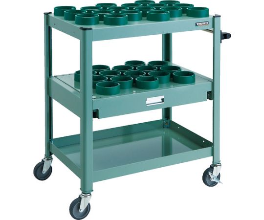 トラスコ中山 TCW型ツーリングワゴン　HSK100A　BT50　NT50　33個　スライド棚付　GN色 TCW-TD02CA-GN 1台