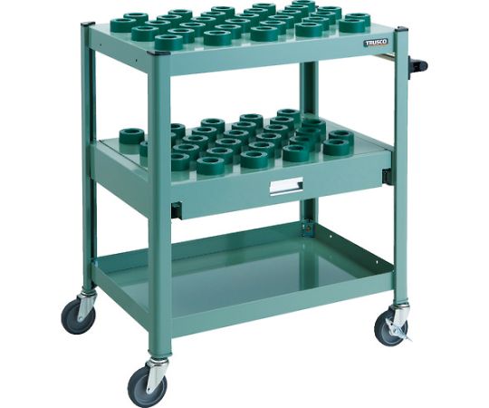 トラスコ中山 TCW型ツーリングワゴン　HSK40A専用　57個　スライド棚付　GN色 TCW-TF02CA-GN 1台