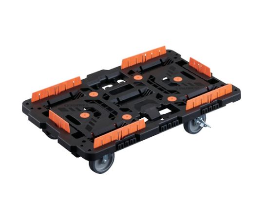 トラスコ中山 連結式樹脂製平台車 ビートル 700×450 自在5輪 内2輪ストッパー付 柵付 BT700KJ5S2-E100 1台