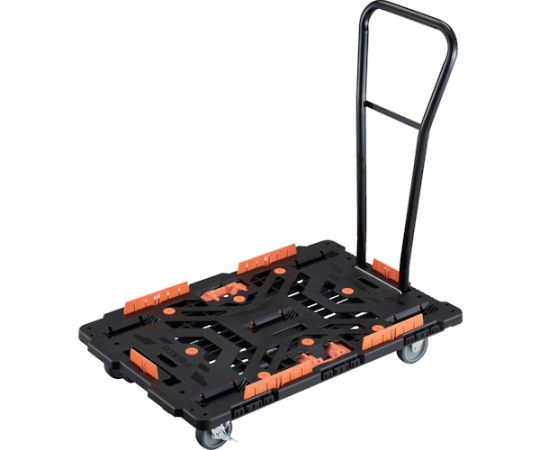トラスコ中山 連結式樹脂製平台車 ビートル 900×600 自在3輪 内2輪ストッパー付 脱着式ハンドル付 柵 とめたろう付 BT900KJ3S2H-E100T 1台