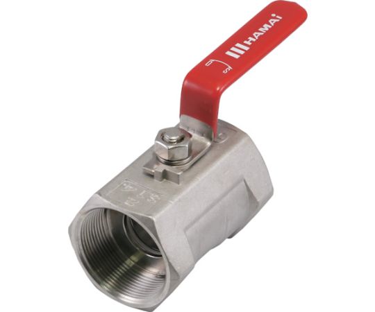 ハマイ ステンレス製ねじ込みボールバルブ（レバー） 全長71mm BST-01-25RC 1個