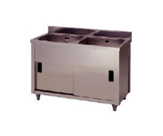 アズワン 二槽キャビネットシンク（SUS430） 750×450×890mm EA468EF-51 1台