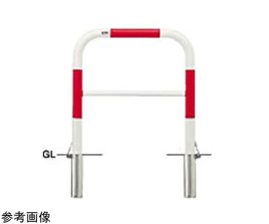 サンポール スチール製　アーチ型車止め（横桟付）差込式フタ付　φ60.5（t2.8）×W750×H800mm　赤白 1台 FAH-7SF75-800(RW)【大型商品の為代引不可】 28,348円