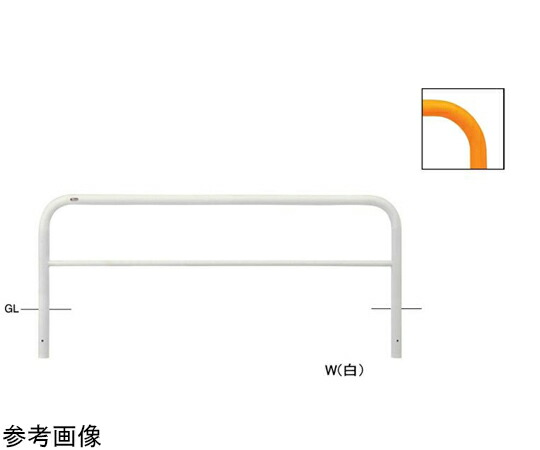 サンポール スチール製　アーチ型車止め（横桟付）固定式　φ60.5（t2.8）×W2000×H650mm　黄 1台 FAH-7U20-650(Y)【大型商品の為代引不可】