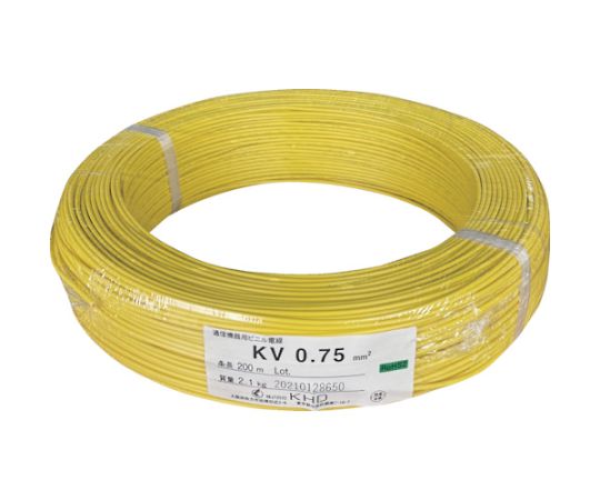 KHD KV0.75 計器用ビニル基電話線 黄 200m 1巻 KV0.75SQ-03-200M