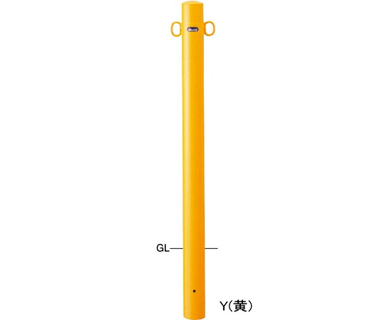 サンポール スチール製　ピラー車止め　固定式　両フック　φ76.3（t2.8）×H850mm　黄 1本 FPA-8U-F11(Y)【大型商品の為代引不可】