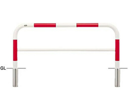 サンポール スチール製　アーチ型車止め（横桟付）差込式　φ60.5（t2.8）×W1500×H650mm　赤白 1台 FAH-7S15-650(RW)【大型商品の為代引不可】 26,738円