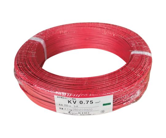 KHD KV0.75 計器用ビニル基電話線 赤 200m 1巻 KV0.75SQ-01-200M