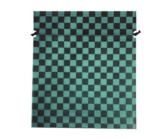 三和 不織布市松柄巾着 グリーン＆ブラック 1箱(1000枚入) 1箱(1000枚入) SW2528IC-GB