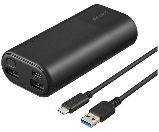 BUFFALO モバイルバッテリー 10000mAh USB Type-C対応 3ポート ブラック 1個 BSMPB10030C3BK