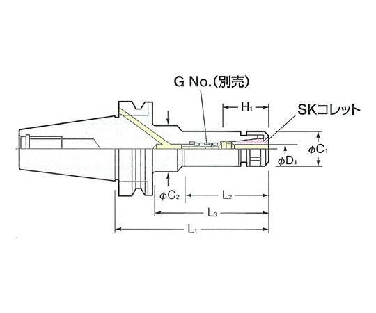 日研工作所 フランジスルー型スリムチャック 1式 BT40-SK25F-120