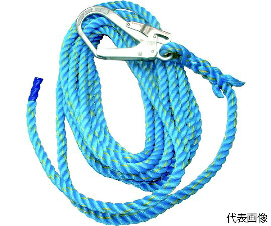 まつうら工業 青色ニューテトロン親綱（垂直用）16mmΦ×10m 片側フック付 1本 NEW-TETORON-1610BLUE