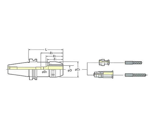 日研生み出すこと所 高圧真っただ中スルー型ミーリングファスナー 1式 BT40-C32C-105