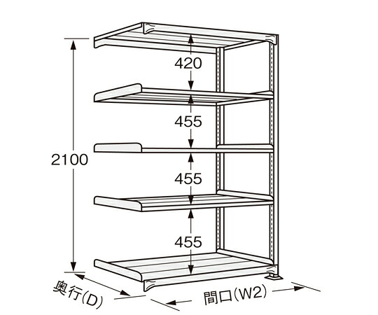 サカエ 高耐食性めっき中量棚（300kg/段・繋ぎ合わせる・5段） 1200×930×2100粍 1個 MB-2365R