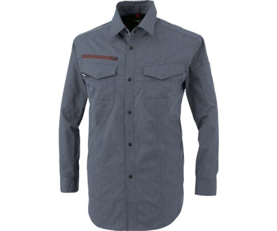 ジーベック 長袖シャツ 杢ブルー S 1着 1753-116-S