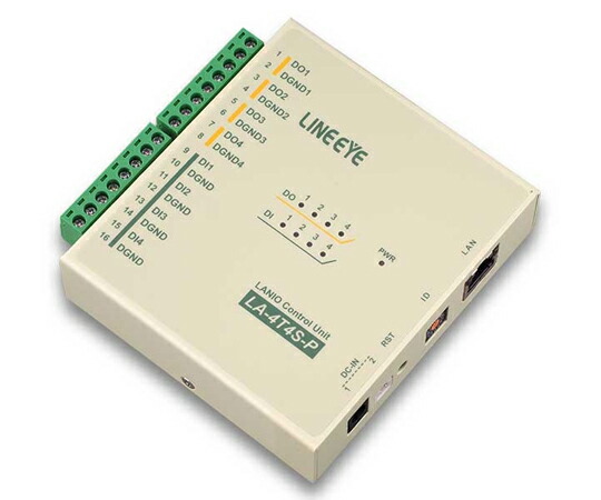 ラインアイ LAN接続型デジタルIOユニット オープンコレクタ 出力4点 絶縁 入力4点 1台 LA-4T4S-P