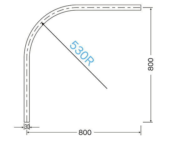 岡田装飾金物 D30カーブレール800×800×530Rmm ステンレス 1本 13L02-SU【大型商品の為代引不可】 12,891円