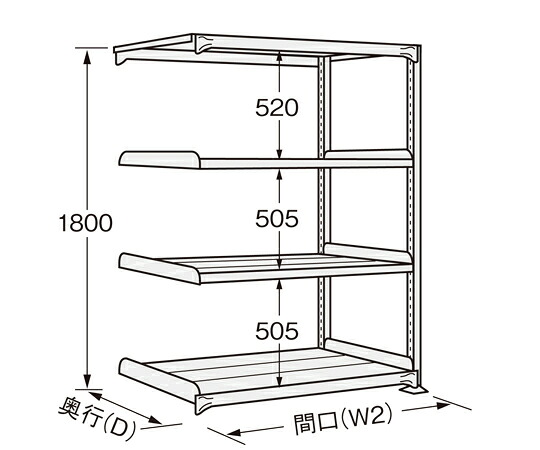 サカエ 高耐食性めっき中量棚（300kg/段・繋ぎ合わせる・4段） 1200×930×1800粍 1個 MB-1364R
