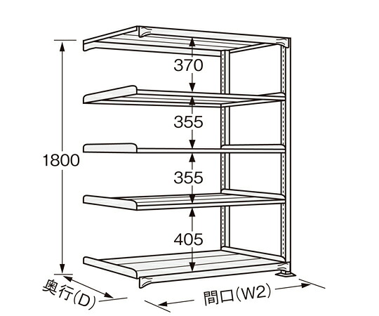 サカエ 高耐食性めっき中量棚（300kg/段・繋ぎ合わせる・5段） 1200×930×1800粍 1個 MB-1365R